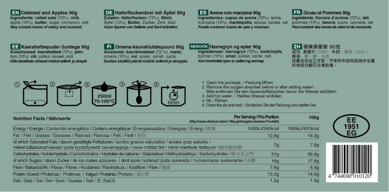 Kaerahelbe puder õuntega toiteväärtused